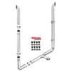 8 X 118 Inch West Coast Stack Kit W/ 8-8 LD 90-Deg Elbows, 55 Spools, 8-5 Chrome Tl Tee, Non-Unibilt W/O Cab Brackets By Lincoln Chrome Fits Peterbilt 378, 379, 389 Glider