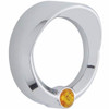 Chrome Small Gauge Bezel W/ Amber Gem For Freightliner