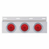 Stainless Steel Top Mud Flap Plate W/ Three 10 Led 4 Inch Lights And Visors - Red LED / Red Lens