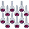 Chrome Long Dash Screw W/ Purple Crystal  For Kenworth - 12 Pack