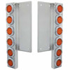 Stainless Steel Front Air Cleaner Bracket W/ Twelve 2 Inch LED Lights & Bezels - Amber LED/ Amber Lens For Freightliner Classic XL Stainless Steel Front Air Cleaner Bracket W/ Twelve 2 Inch LED Lights & Bezels - Amber LED/ Amber Lens For Freightliner Classic XL