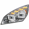 Chrome 10 LED Projector Headlight W/ LED Sequential Turn & Daytime Running Lamp - Driver Side For Freightliner Cascadia