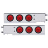 304 SS Spring Loaded Rear Light Bar With 3 3/4 Inch Bolt Pattern & Six 10 LED Lights With Grommets - Red LED/ Red Lens