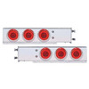 304 SS Spring Loaded Rear Light Bar With 3 3/4 Inch Bolt Pattern & Six 21 LED GloLight Lights With Visors - Red LED/ Red Lens