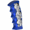 Indigo Blue W/ Chrome Skulls Pistol Grip Gearshift Knob, Thread-On