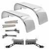 Hogebuilt 105 Inch 304 Stainless Steel Flanged Full Fender Kit For Peterbilt W/ Low Air Leaf Suspension