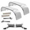 Hogebuilt 105 Inch 304 Stainless Steel Flanged Full Fender Kit  For Peterbilt W/ Air Trac Suspension & 22.5 Inch Tires