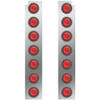 Rear Light Panels For 15 Inch Air Cleaner W/ 2 Inch Red LEDs - Pair For Peterbilt 378, 379, 388, 389