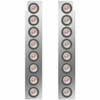 Stainless Steel Front Panels For 15 Inch Air Cleaner W/ 2 Inch Amber LEDS For Peterbilt 378, 379, 388, 389