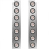 Stainless Steel Rear Air Cleaner Panels For 15 Inch Air Cleaner W/ 2 Inch Red LEDs - Pair For Peterbilt 378, 379, 388, 389