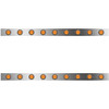 4 Inch SS Sleeper Panels W/ 18 Amber/Amber LEDs For Peterbilt W/ 63 Inch Unibilt Sleeper