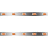 Stainless Steel Sleeper Panels W/ 10 P1 Amber/Amber LEDs For Peterbilt W/ 48 Inch Sleeper