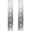 22.50 Inch SS Front Panels W/ 3/4 Inch Rnd Light Holes For 15 Inch Air Breathers  For Peterbilt 378, 379, 388, 389 - Pair