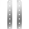 21.50 Inch SS Front Panels W/ 3/4 Inch Rnd Light Holes For 15 Inch Air Breathers  For Peterbilt 378, 379, 388, 389 - Pair