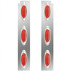 Stainless Steel Rear Air Cleaner Panels For 15 Inch Air Cleaner W P1 Red LEDs For Peterbilt 378, 379, 388, 389