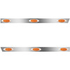 3 Inch Stainless Cab Panel W/ 3 Amber/Amber P1 Lights For Peterbilt 389 131 BBC - Pair