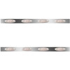 3 Inch Stainless Steel Sleeper Panels W/ 8 P1 Amber/Clear LEDs For Kenworth W900L W/ 60 Inch Non Aero Sleeper