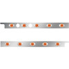 2.5 Inch Stainless Steel Cab Panel W/ 5 P3 Amber/Amber Lights W/ 2 Holes For Dual Block Heater Plugs For Peterbilt 567, 579 - Pair
