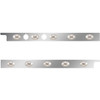 2.5 Inch Stainless Steel Cab Panel W/ 5 P3 Amber/Clear Lights W/ 2 Holes For Dual Block Heater Plugs For Peterbilt 567, 579 - Pair