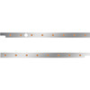 2.5 Inch Stainless Steel Cab Panel W/ 8 - 3/4 Inch Amber/Amber Lights W/ 1 Hole For Block Heater For Peterbilt 567, 579 - Pair