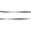 4 Inch Stainless Steel Cab Panel W/ 6 - 3/4 Inch Amber/Amber Lights For Peterbilt 567, 579 - Pair