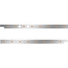 2.5 Inch Stainless Steel Cab Panel W/ 8 - 3/4 Inch Amber/Amber Lights W/ 2 Holes For Dual Block Heater Plugs For Peterbilt 567, 579 W/ Rear Mount Or Horizontal Exhaust 6 In Spacing - Pair