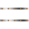 3 Inch Stainless Sleeper Panels W/ 10 - 2 Inch Amber/Clear Lights  For Peterbilt 367, 378, 379, 386, 388, 389, 567