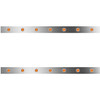 4 Inch SS Sleeper Panels W/ 14 Amber/Amber 3/4 Inch Round LEDs For Peterbilt W/ 48/58 Inch Unibilt Sleeper