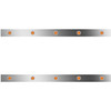 4 Inch SS Sleeper Panels W/ 10 Amber/Amber 3/4 Inch Round LEDs For Peterbilt W/ 36/44 Inch Unibilt Sleeper