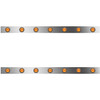 4 Inch SS Sleeper Panels W/ 14 Amber/Amber 2 Inch Round LEDs For Peterbilt W/ 48/58 Inch Unibilt Sleeper