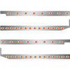 2.5 Inch SS Cab-Sleeper Panels W/ 42 P3 Amber/Amber LEDs  For Peterbilt 567 121BBC, 579 123BBC