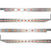 2.5 Inch S.S. Cab-Sleeper Panels W/ 42 P3 Amber/Amber LEDs  For Peterbilt 567 121BBC, 579 123BBC