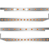 2.5 Inch S.S. Cab-Sleeper Panels W/ 42 - 3/4 Inch Amber/Amber LEDs  For Peterbilt 567 121BBC, 579 123BBC