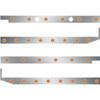 2.5 Inch S.S. Cab-Sleeper Panels W/ 28 - 3/4 Inch Amber/Amber LEDs  For Peterbilt 567 121BBC, 579 123BBC