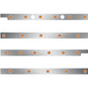 2.5 Inch S.S. Cab-Sleeper Panels W/ 22 - 3/4 Inch Amber/Amber LEDs  For Peterbilt 567 121BBC, 579 123BBC