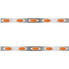 3 Inch Stainless Steel Cowl Panels W/ 10 P1 Amber LED Amber Lens Lights For Peterbilt 359