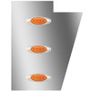 3 Inch Stainless Steel Notched Cowl Panels W/ 6 P1 Amber/Clear LEDs For Peterbilt 378, 379