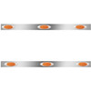 3 Inch Stainless Steel Cab Panels W/ 6 P1 Amber/Amber LEDs For Peterbilt 359