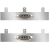 2.5 Inch Stainless Steel Exhaust Filler Panels W/ 2 P1 Amber/Smoked LEDs For Peterbilt 386