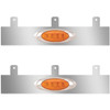 3 Inch Stainless Steel Exhaust Filler Panels W/ 2 P1 Amber/Amber LEDs For Peterbilt 386