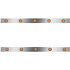 3 Inch Stainless Steel Cab Panels W/ 10 - 2 Inch Amber/Amber LEDs For Peterbilt 359