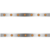 3 Inch Stainless Steel Cab Panels W/ 14 - 2 Inch Amber/Amber LEDs For Peterbilt 359