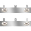 3 Inch Stainless Steel Exhaust Filler Panels W/ 4 P3 Amber/Clear LEDs For Peterbilt 386