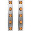 15 Inch Stainless Steel Front Air Cleaner Panels W/ 10 - 2 Inch Amber/Amber LEDs For Peterbilt 367 SBA