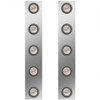 15 Inch Stainless Steel Front Air Cleaner Panels W/ 10 - 2 Inch Amber/Clear LEDs For Peterbilt 367 SBA