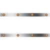 36/44 Inch Stainless Steel Sleeper Panels W/ 8 - 2 Inch Amber/Amber LEDs For Peterbilt