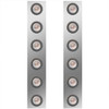15 Inch Stainless Steel Rear Air Cleaner Panels W/ 12 Round Red/Clear 2 Inch LEDs For Peterbilt 378, 379, 388, 389