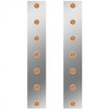Stainless Steel Backlit Front Air Cleaner Panels W/ 14 - 3/4 Inch Amber/Amber LEDs For Peterbilt 379, 388, 389