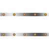48/58 Inch Stainless Steel Sleeper Panels W/ 10 - 2 Inch Amber/Amber LEDs For Peterbilt
