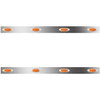 48/58 Inch Stainless Steel Sleeper Panels W/ 8 P1 Amber/Amber LEDs For Peterbilt
